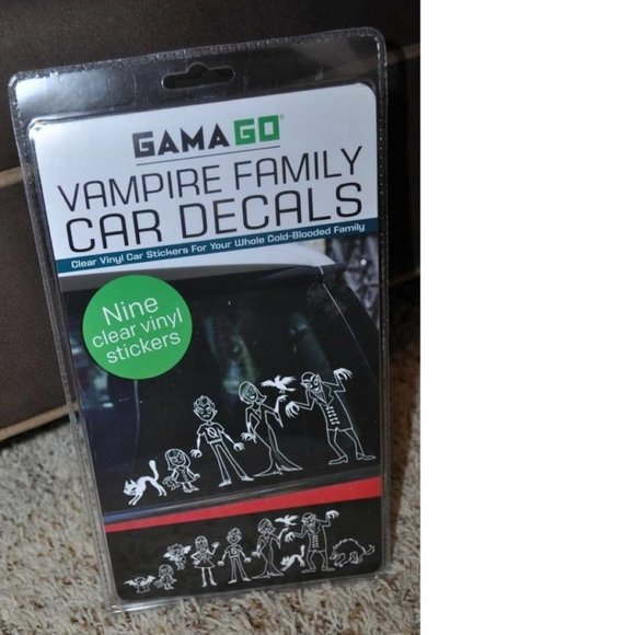 Vampire Family Car Decals 9 Piece Halloween Clear Vinyl Stickers - Picture 3 of 3